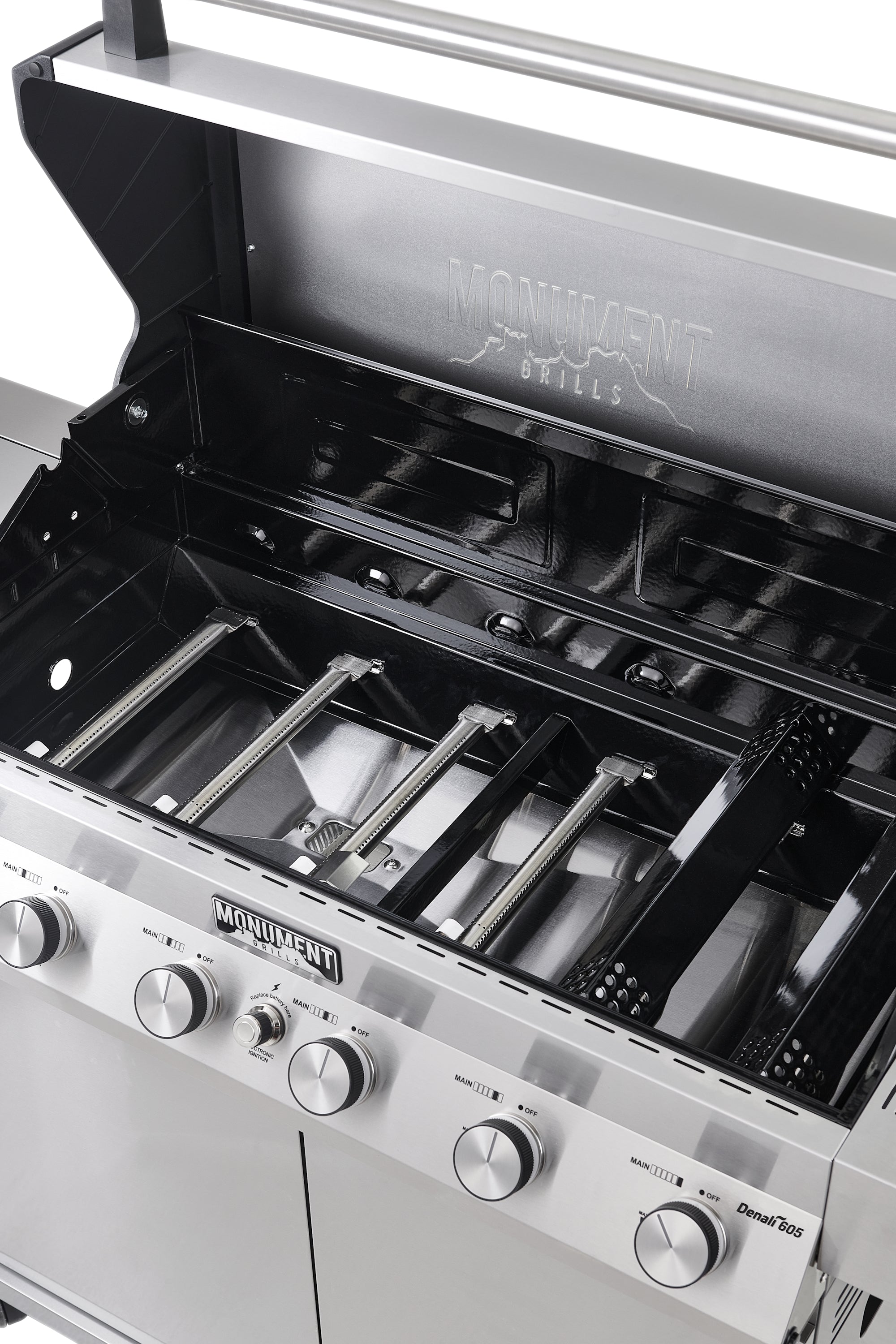 Monument Grills Denali Series 6-Burner Black Dual Fuel Cabinet Grill with Clearview Lid and LED Knobs Monument Grills