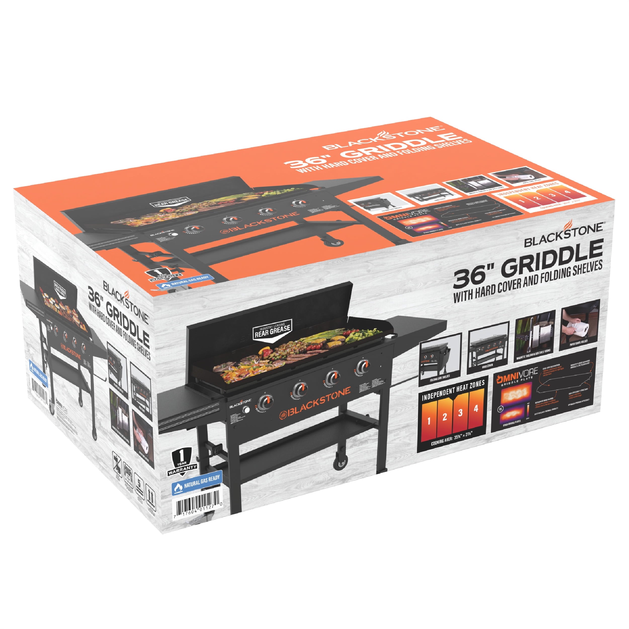 Blackstone Original 4-Burner 36 Natural Gas Omnivore Griddle with Hard Cover Blackstone