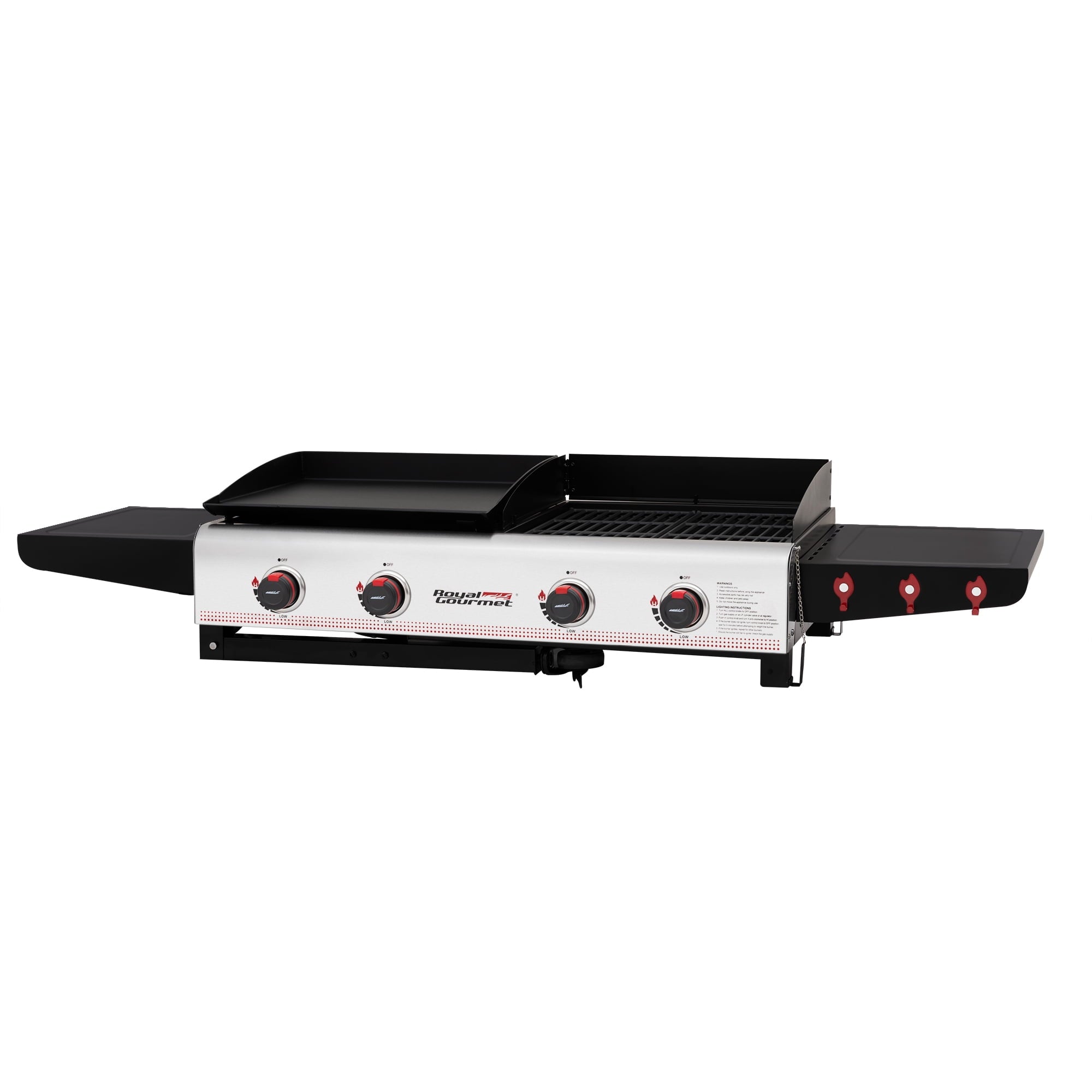 Royal Gourmet GD403 4-Burner Portable Flat Top Gas Grill and Griddle Combo Grill with Folding Legs Royal Gourmet