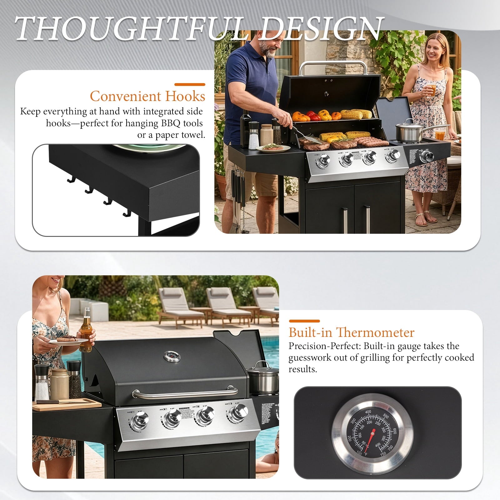 Ktaxon 4 Burner Propane Grill Gas Stove 58000 BTU with Side Stove,Wheels Ktaxon