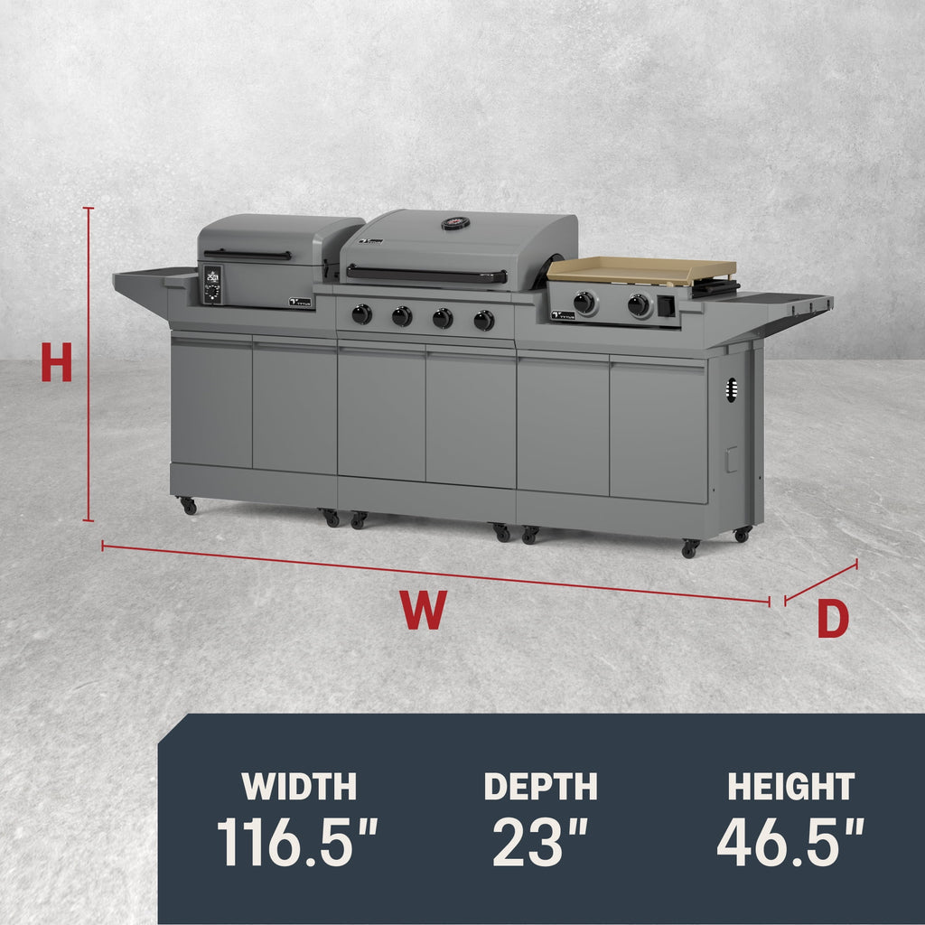 TYTUS Modular Trio with 4-Burner Gas Grill, Pellet Grill and 2-Burner Gas Griddle TYTUS