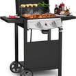 FREE VILLAGE 2-Burner Propane Gas BBQ Grill,20000 BTU Stainless Steel Barbeque Grill with Side Shelves and Wheels,Portable Outdoor Grill for Patio,Backyard,Garden,Camping Cooking Gas Grills
