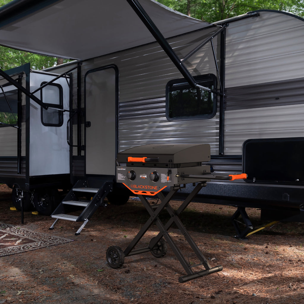 Blackstone Adventure Ready Outdoor Griddle,  2-Burner 22 Propane Flat Top Grill with Flexfold? Legs, Gray Blackstone