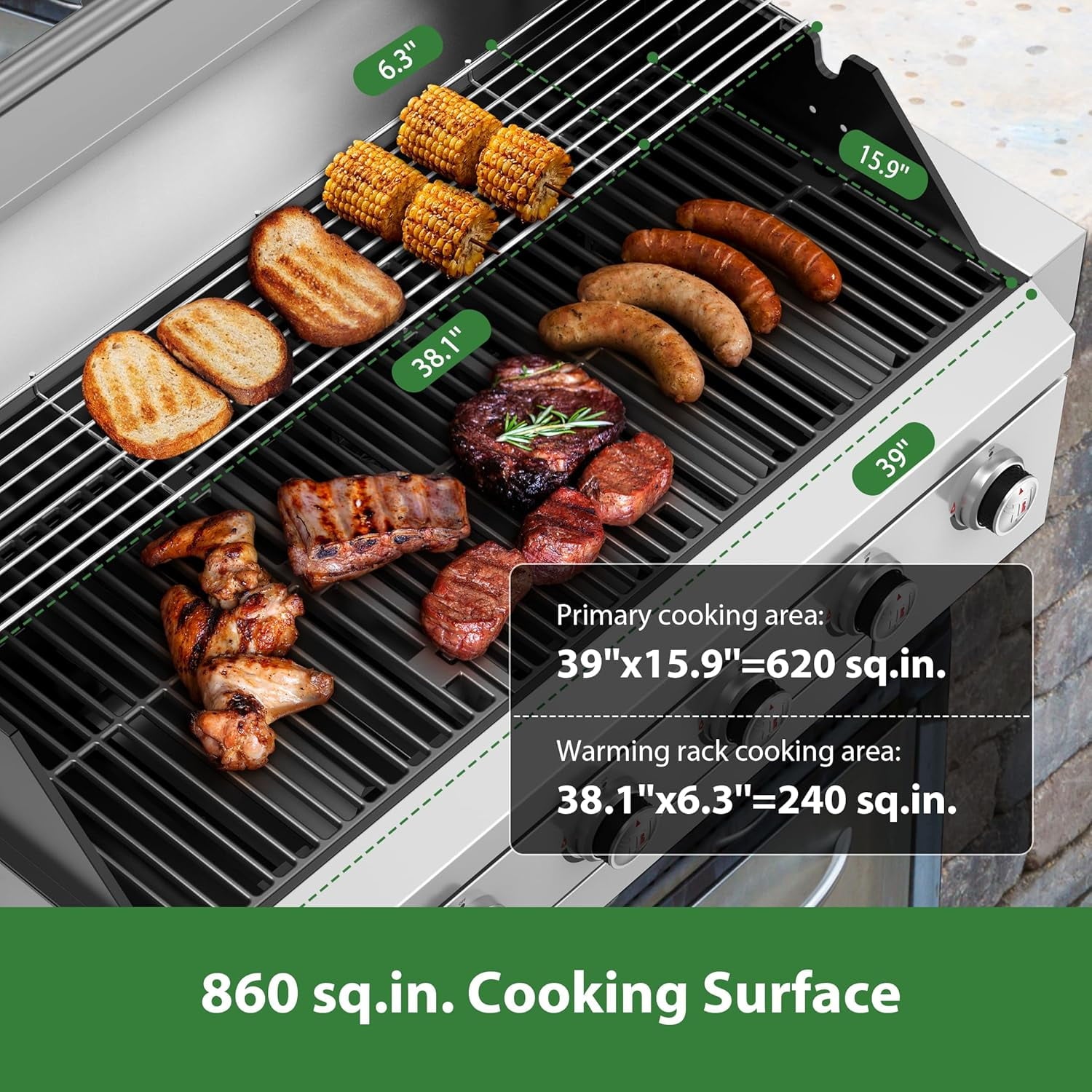 BRANDMAN GRILLS SINCE 1987 Stainless Steel 6 Burner Built-In Outdoor Kitchen Gas Grill Gas Grills