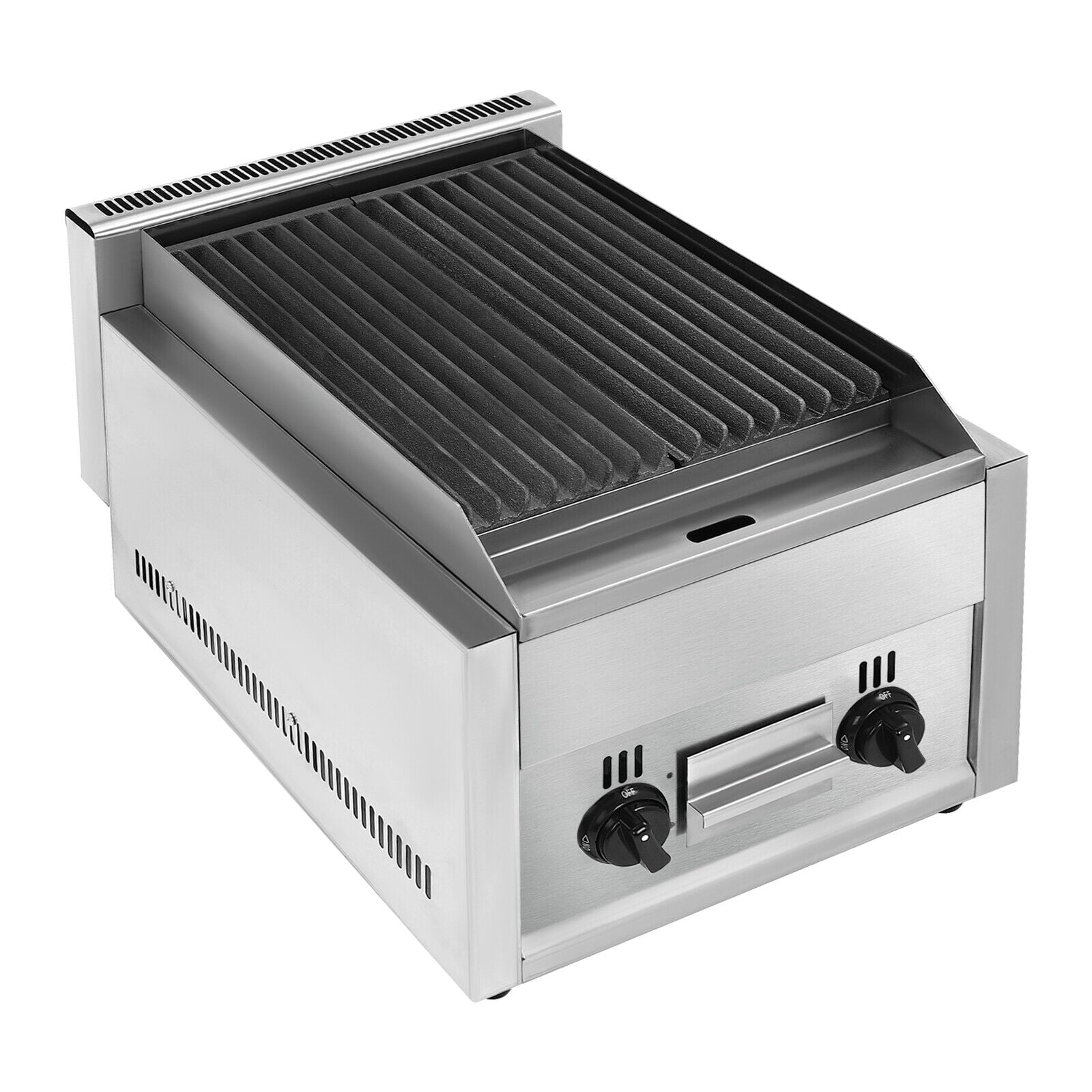21 Radiant Char Broiler Grill 2 Burner Gas & Propane Commercial Restaurant Gas Grill 2800Pa for Backyard, Garden, Courtyard, Terrace