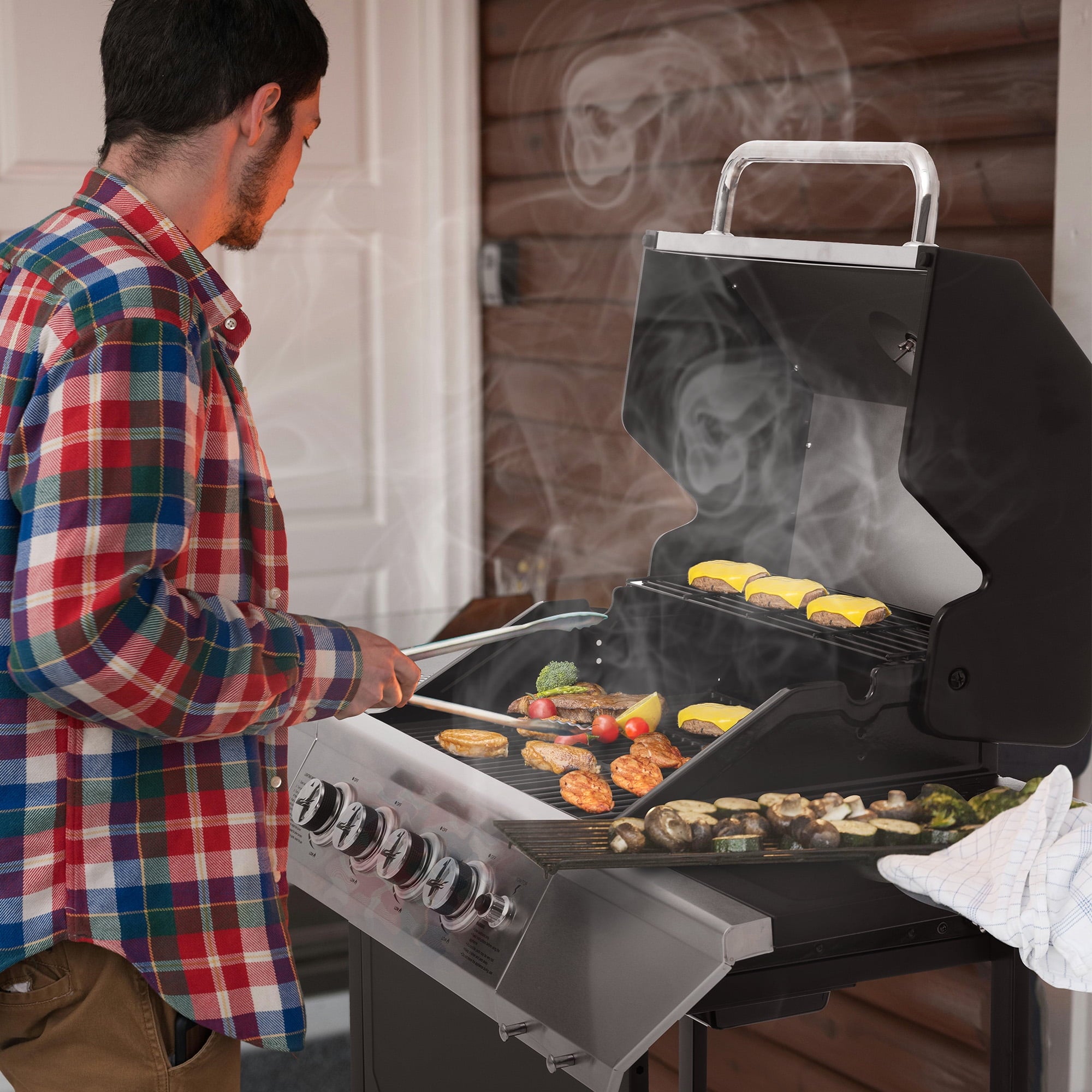 Royal Gourmet SG4003B 4-Burner BBQ Propane Gas Grill, 34,000 BTU for Patio Garden Barbecue Royal Gourmet