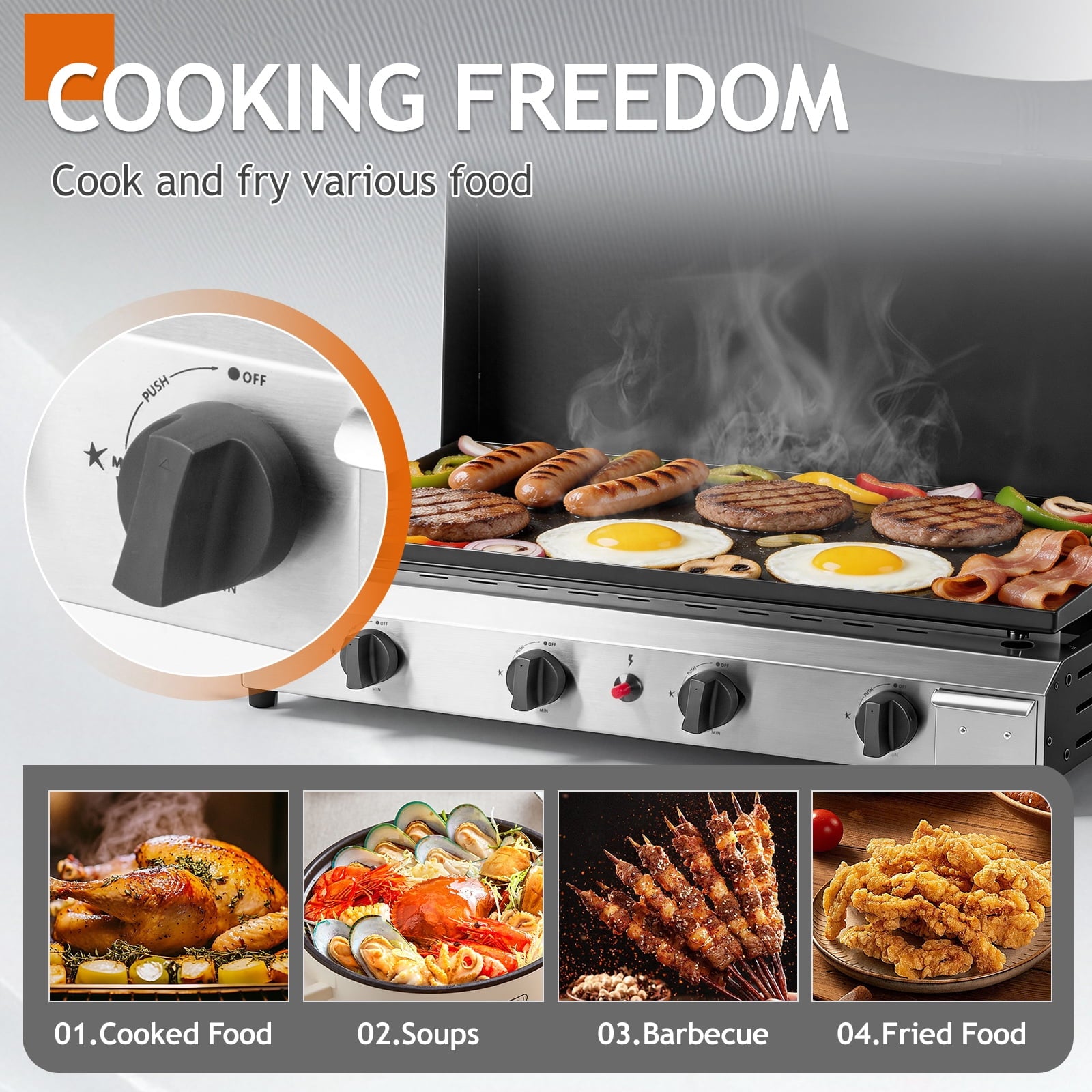 Ktaxon 4 Burner Propane Griddle Flat Top Gas Grill 40000 BTU with Lid,Ceramic Coated Cast Iron Pan,Portable Gas Grills