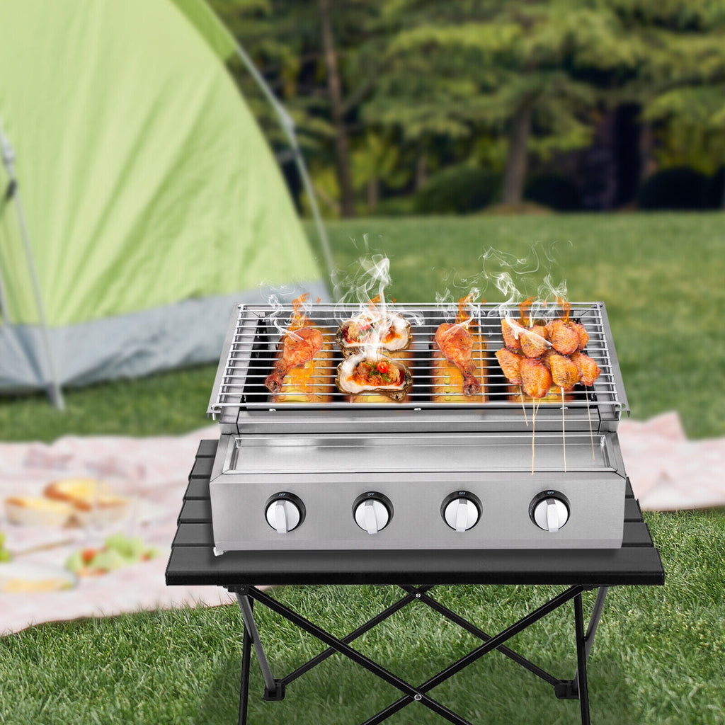 4 Burner Gas BBQ Grill Stainless Steel – LPG Only, 2800Pa Low Pressure, Portable TOOL1SHOoo
