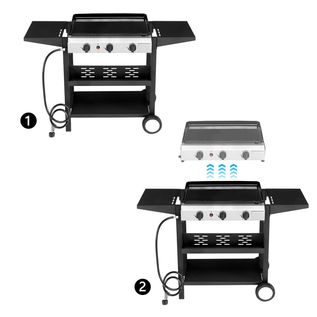 SalonMore Flat Top Propane Griddle with Ceramic Coated Cast Iron Pan,30000 BTU SalonMore
