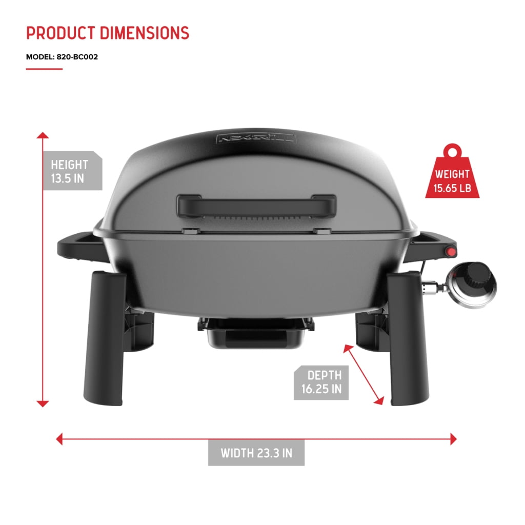 Nexgrill 1-Burner Portable Propane Gas Grill with Lid, Piezo Ignition, 10,000 BTUs, 183 SQ In, Compact Tabletop Grill for Outdoor Cooking, Camping, Tailgating, Gardens, Patios, and More - 820-BC002 Nexgrill