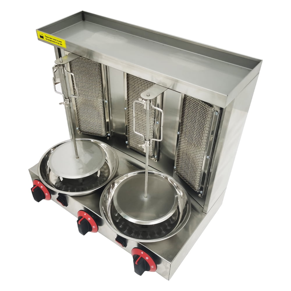 Techtongda Shawarma Machine Gas Kebab Gyro Grill Machine Propane Doner Kebab Machine with 3 Burners Techtongda