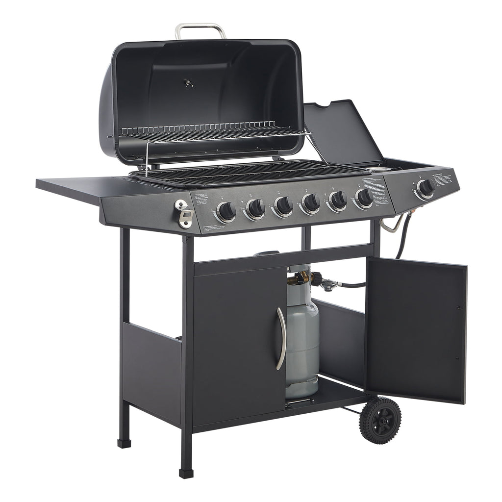7-Burner Propane Gas Grill, 72,000 BTU Output, 576 Sq. In. BBQ Grill with Side Burner, Cast Iron Grates, and Integrated Propane Tank Storage for Outdoor Kitchen & Patio My Store
