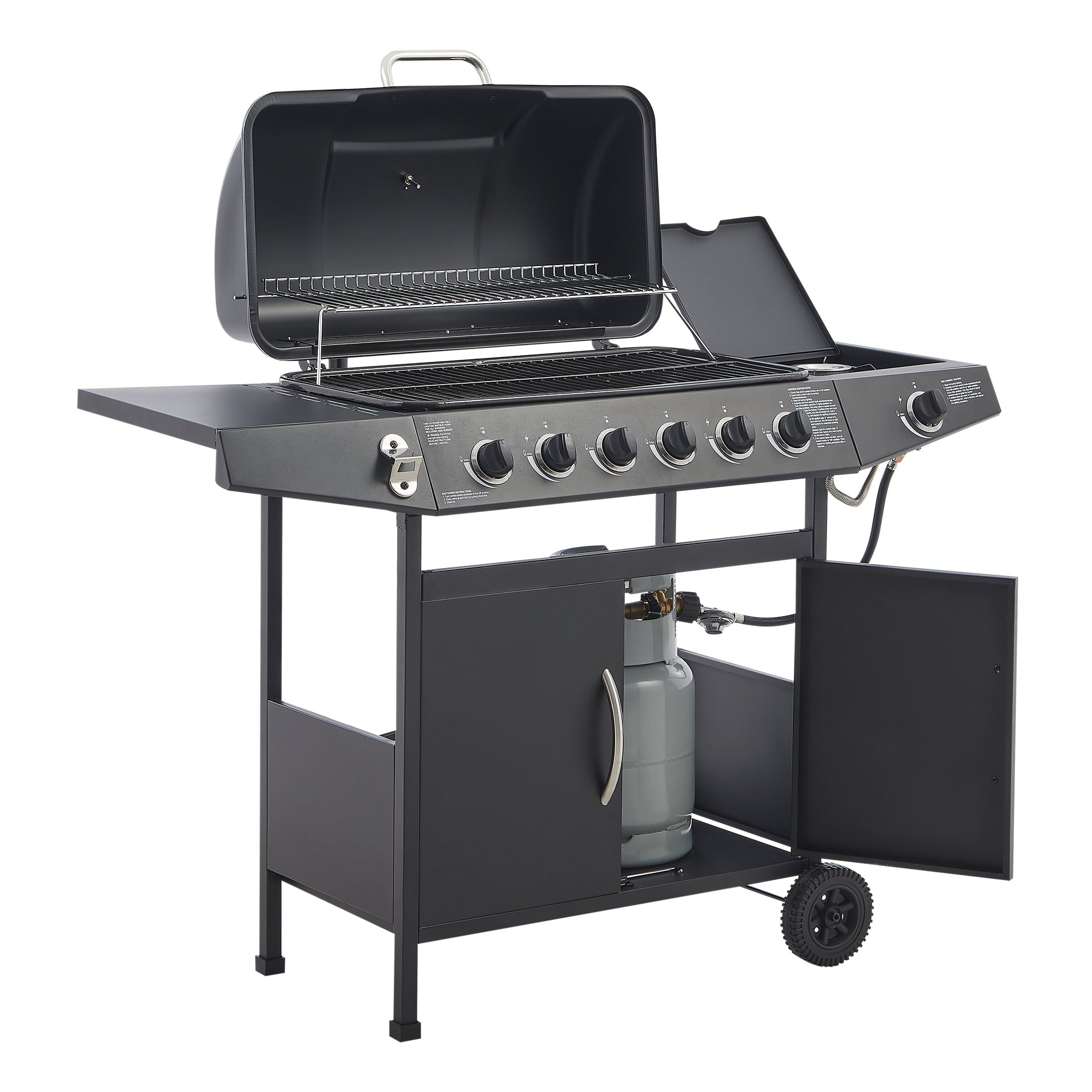 7-Burner Propane Gas Grill, 72,000 BTU Output, 576 Sq. In. BBQ Grill with Side Burner, Cast Iron Grates, and Integrated Propane Tank Storage for Outdoor Kitchen & Patio My Store