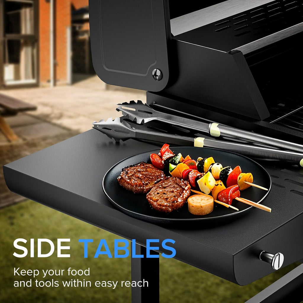 3 Burner Propane Gas Grill, Stainless Steel 36,000 BTU BBQ Grill, Built-in Lid Thermometer, Ideal for Patio Camping Backyard TPUFO