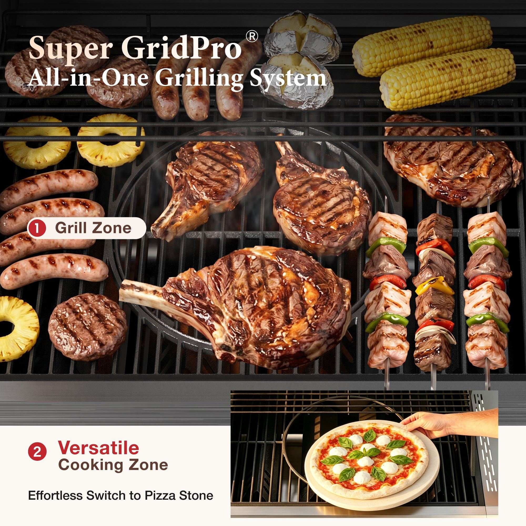 MF Studio 4 Burner Propane Gas Grill with 13500 BTU Infrared Side Burner – 604 sq.in Extra Large Cooking Area Outdoor BBQ Grill - Black Gas Grills