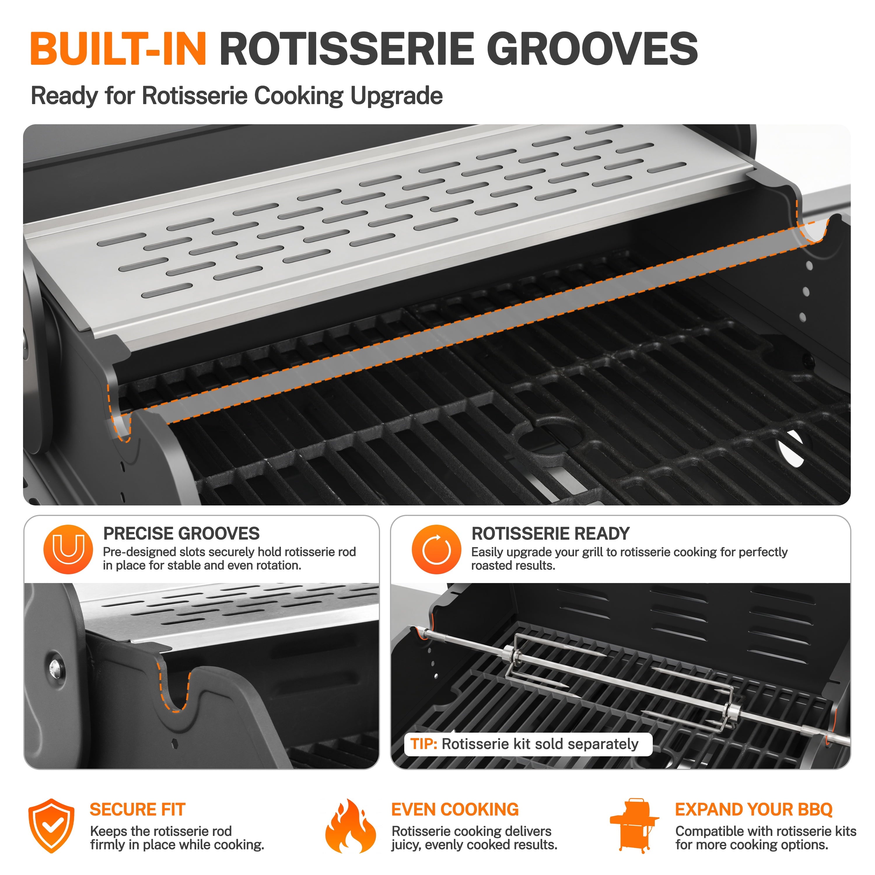 SEGMART 4 Burner Propane Gas Grill with Side Burner, 46,500 BTU Outdoor Cooking BBQ Grill with Porcelain-Enameled Cast Iron Grates, Equipped with Temperature, Tool Hooks, and Bottle Opener Gas Grills