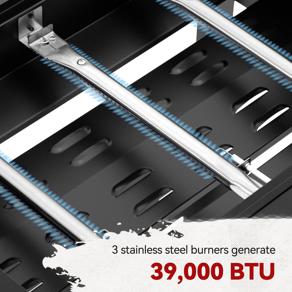 Royal Gourmet GB3000H 28-Inch 3-Burner Gas Griddle in Black, Griddle with Collapsible Side Shelves, 39,000 BTU Royal Gourmet