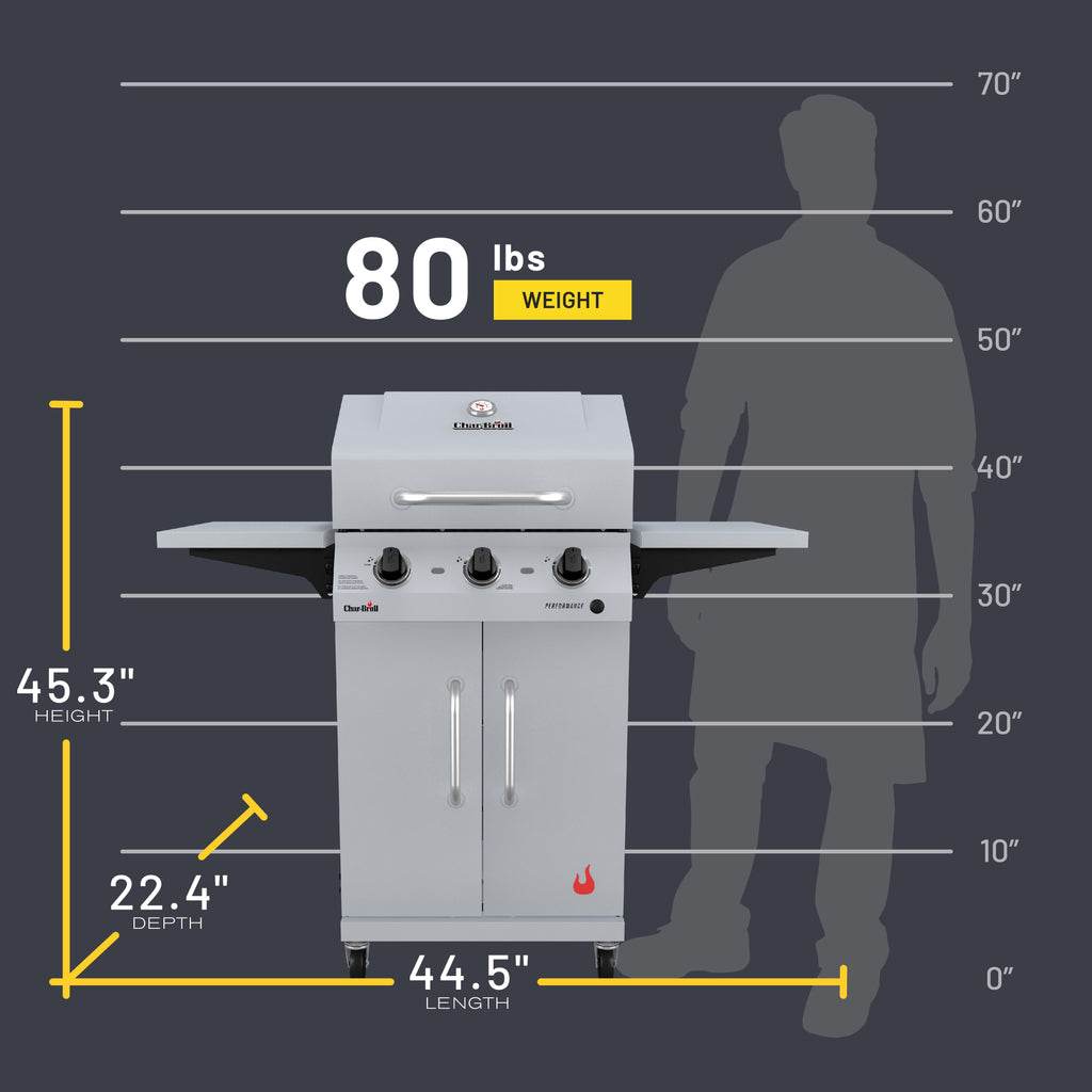 Charbroil? Performance Series? 3-Burner Cabinet Gas Grill, 375 sq in, Clay Charbroil