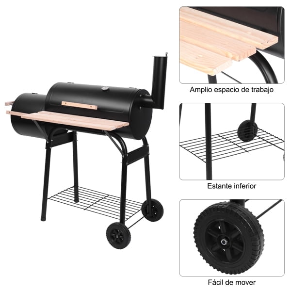 YDLW Charcoal Offset Smoker Grill - Family-Size 4-6 Person BBQ with Temperature Control & Portable Wheels YDLW