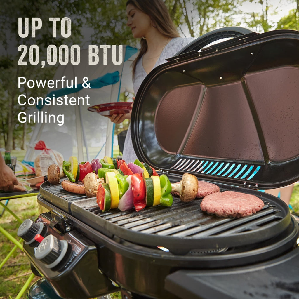 Coleman RoadTrip X-Cursion 2 Burner Propane Grill for Outdoor Camping and BBQ, Stand Up Grill, Blue Gas Grills