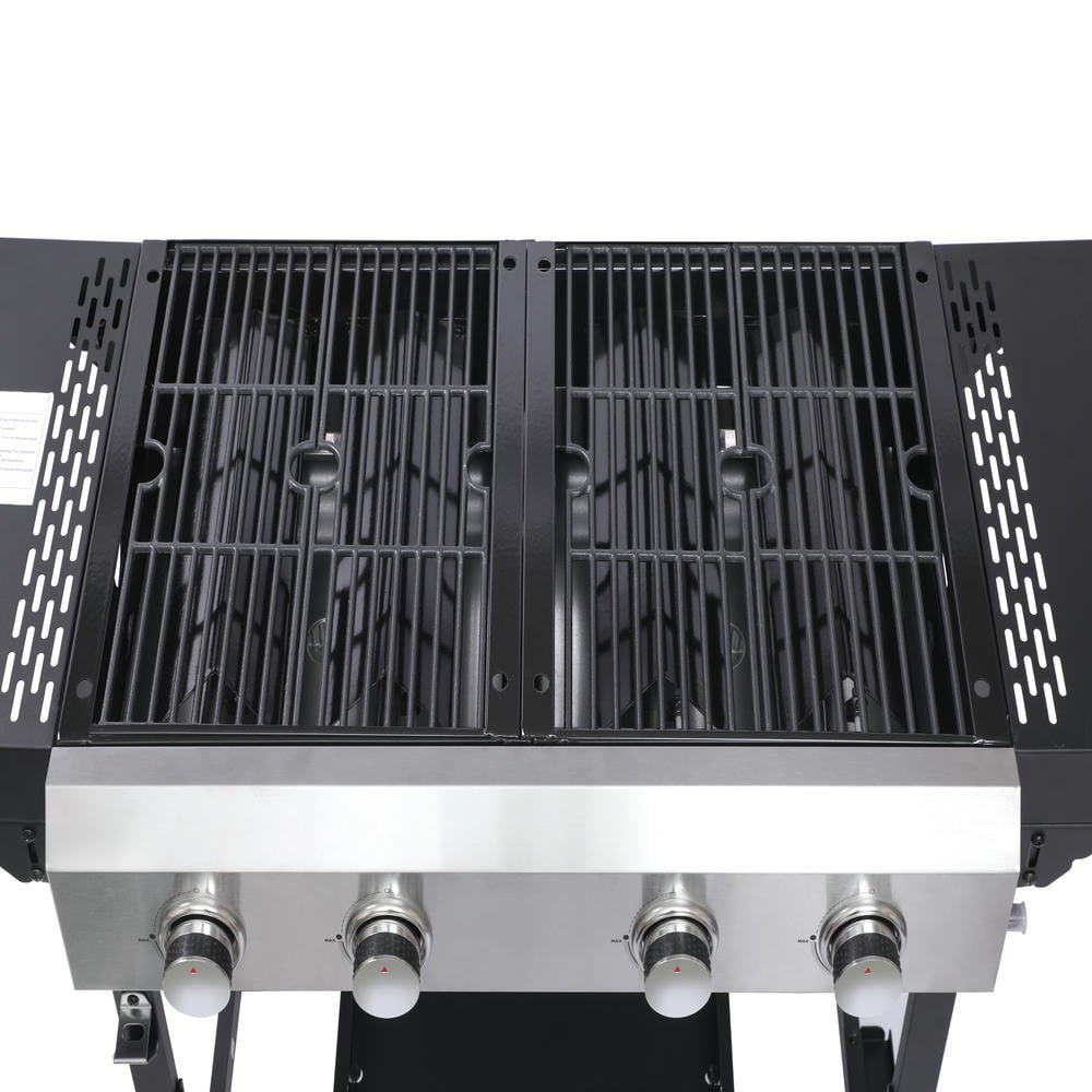 Kadyn Garden Grill with 2+2, Patio Backyard Barbecue Grill for Outdoor, BBQ, Camping, Black Kadyne