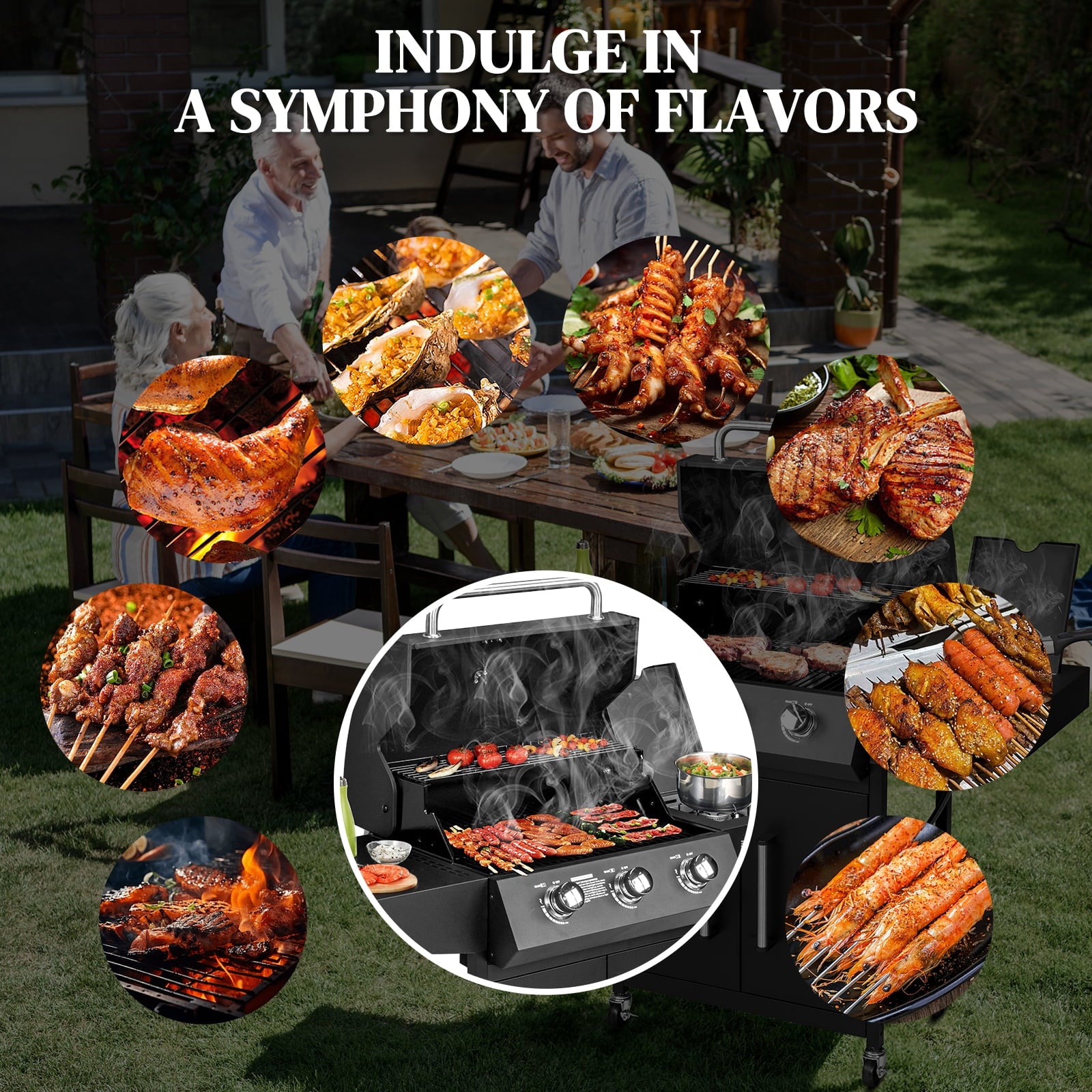 OverPatio Propane Gas BBQ Grill for Outdoor Cooking,Barbecue,3+1 Burners Overpatio