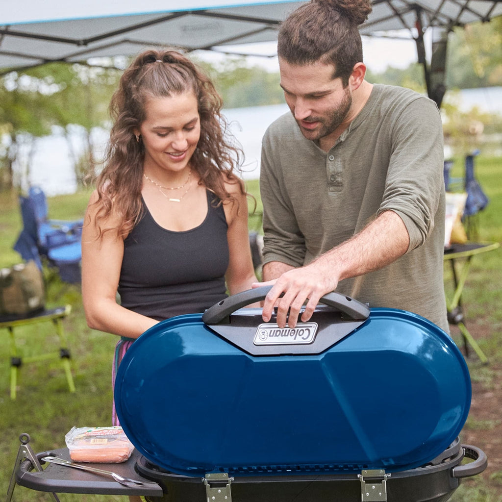 Coleman RoadTrip X-Cursion 2 Burner Propane Grill for Outdoor Camping and BBQ, Stand Up Grill, Blue Gas Grills