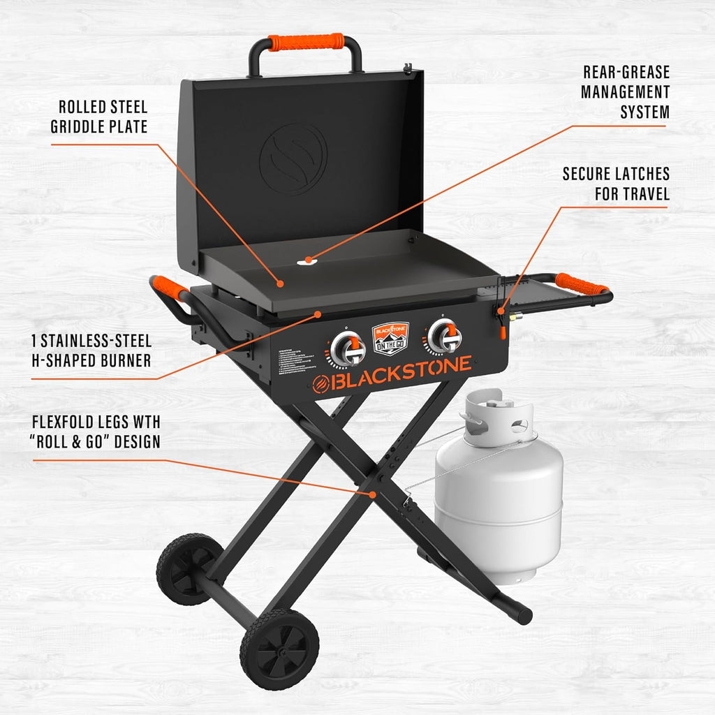 Blackstone On the Go 2-Burner 22 Scissor Cart Griddle with Hood Blackstone