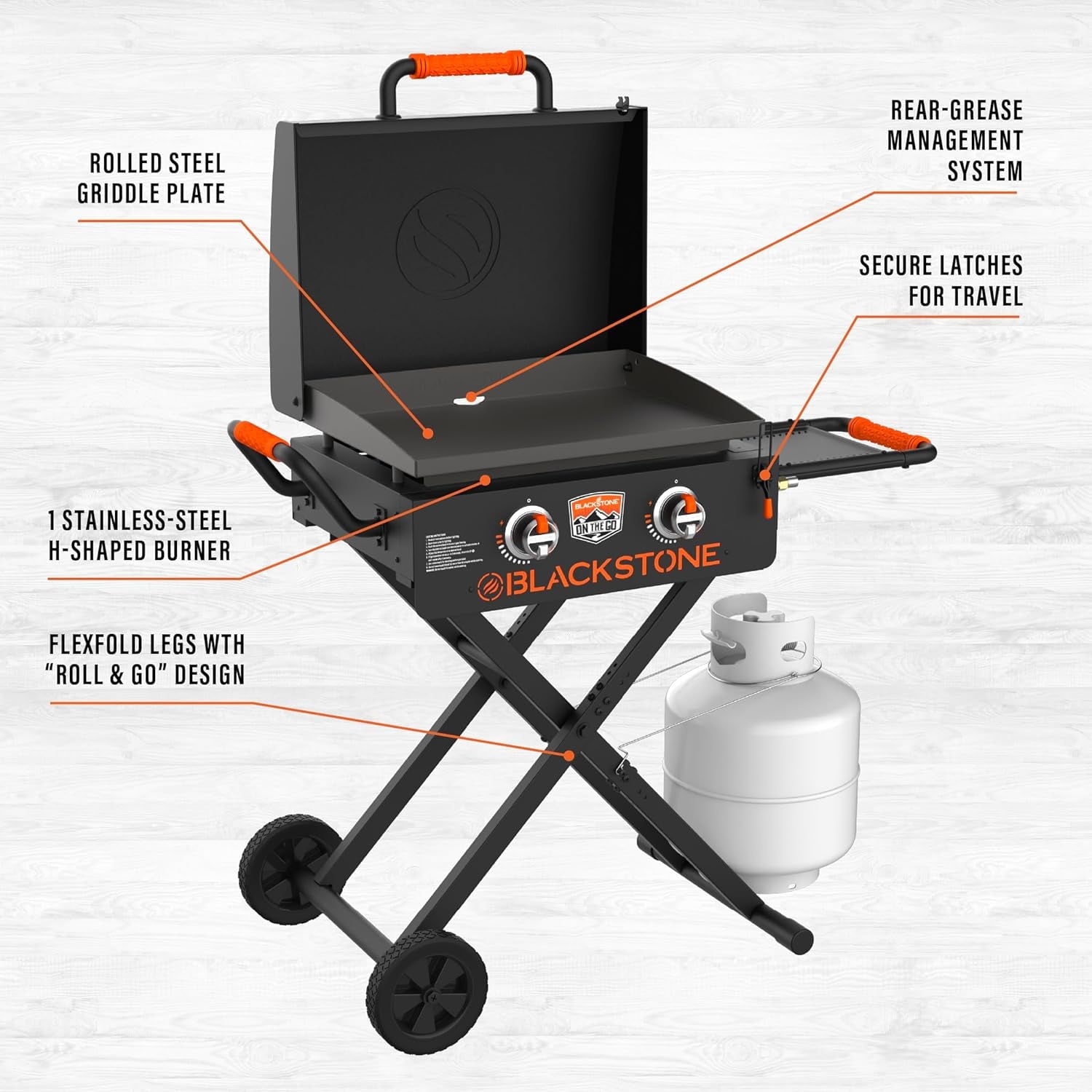 Blackstone On the Go 2-Burner 22 Scissor Cart Griddle with Hood Blackstone