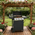iCapeson 3-Burner Propane Gas Grill, 26,000 BTU Stainless Steel Outdoor BBQ Grill with 2 Side Shelves, Wheels, Thermometer & Bottle Opener for Patio, Garden, and Backyard Barbecue Gas Grills